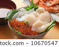 Bowl of rice topped with sashimi Bowl of rice topped with sashimi 10670547