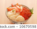 Bowl of rice topped with sashimi Bowl of rice topped with sashimi 10670598