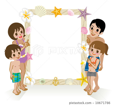 Swimwear family and ad board white back 10671786