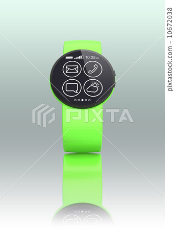 帶綠色帶的智能手錶 10672038