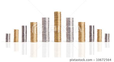 coins stacks isolated on white coins stacks isolated on white 10672564