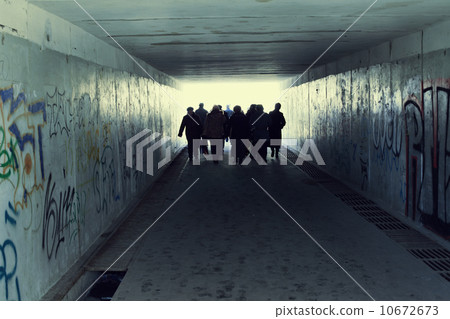 People in Subway. Light at End of Tunnel 10672673