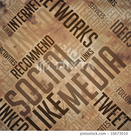 Social Media - Grunge Brown Wordcloud Concept. Social Media - Grunge Brown Wordcloud Concept. 10673010