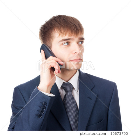 close up portrait of smiling happy young businessman with mobile close up portrait of smiling happy young businessman with mobile 10673790