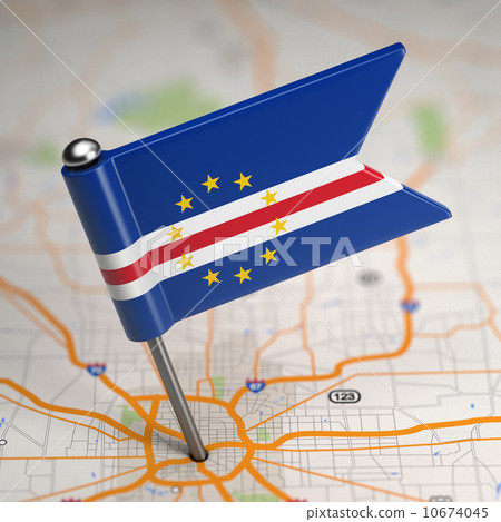 Cape Verde Small Flag on a Map Background. 10674045