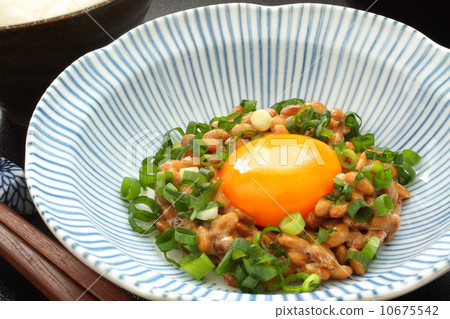 Natto rice Japanese food white background Natto rice Japanese food white background 10675542