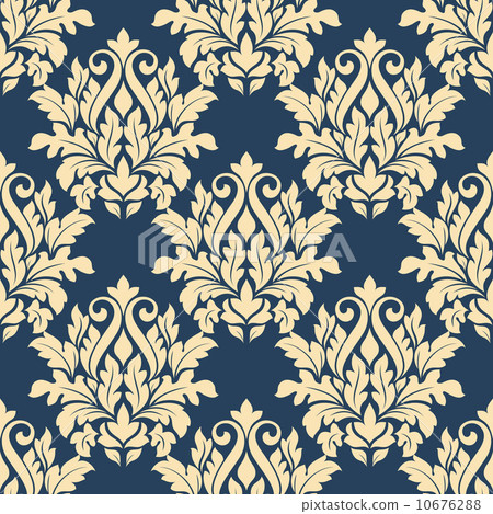 Damask style seamless pattern on blue Damask style seamless pattern on blue 10676288