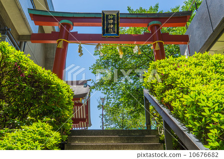 春天的神田美錦背部接近的鳥居 春天的神田美錦背部接近的鳥居 10676682
