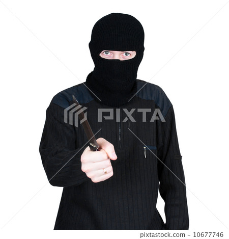 man in a mask with a knife on a white background 10677746