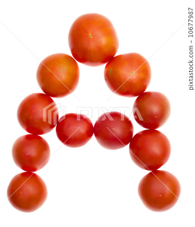 The symbol from red ripe tomatoes on white 10677987