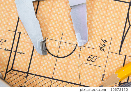 mechanical circuit, a ruler, compass, calipers 10678150