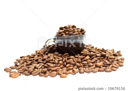 coffee beans in a cup isolated on white background 10679138