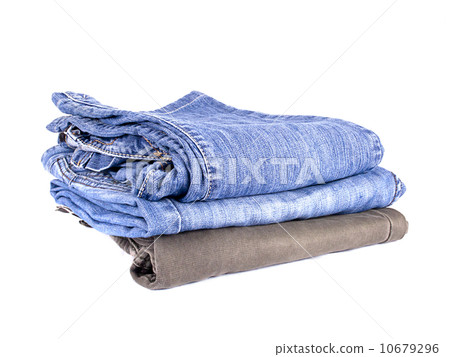 Pile of Jeans Isolated on White Background 10679296