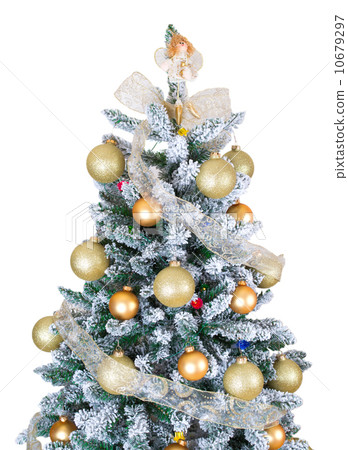 Decorated Christmas tree on white background Decorated Christmas tree on white background 10679297