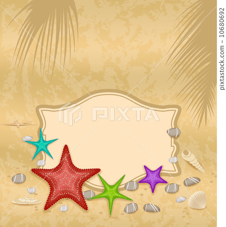 Vintage greeting card with shells and... - Stock Illustration [10680692 ...