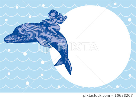 天使的明信片相框在海豚上 10688207