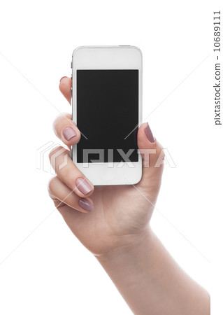 Woman hold cellphone on white Woman hold cellphone on white 10689111