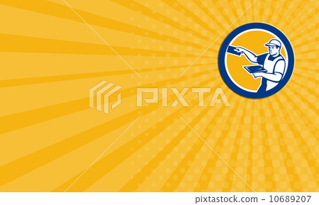 Business card Plasterer With Trowel Circle Retro 10689207