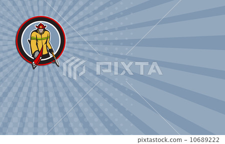 Business card Fireman Carry Axe Hook Pike Pole Circle Business card Fireman Carry Axe Hook Pike Pole Circle 10689222