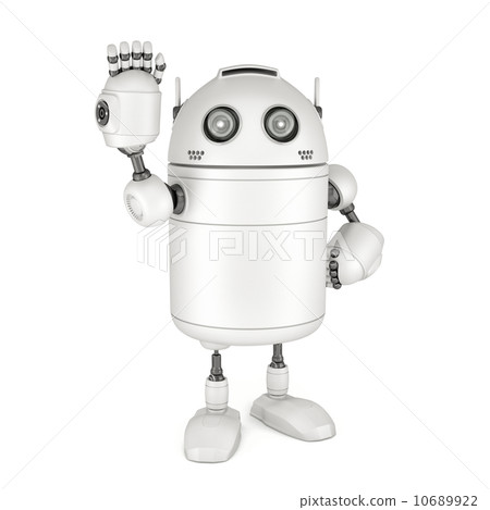 Friendly robot waving hello Friendly robot waving hello 10689922