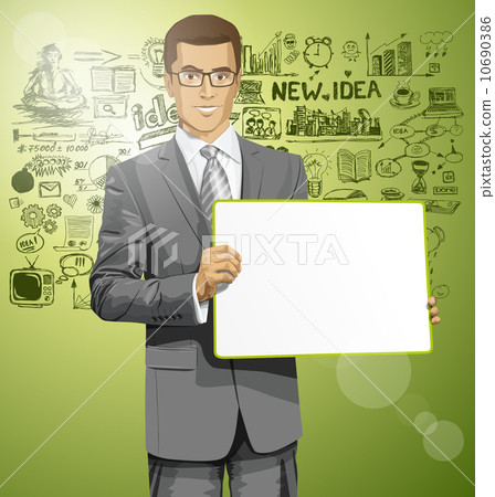 Vector Business Man with Empty Write Board Vector Business Man with Empty Write Board 10690386
