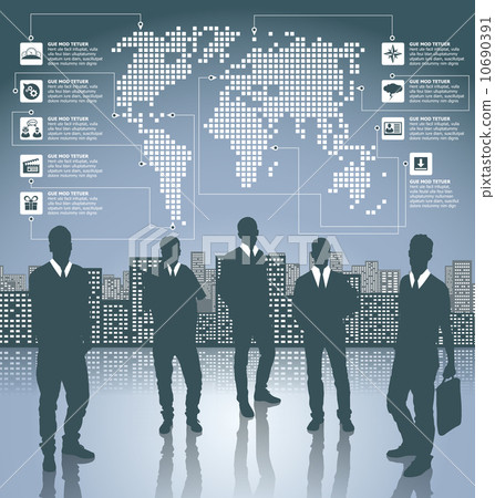 Business Concept Silhouettes With Infographics Earth Map Business Concept Silhouettes With Infographics Earth Map 10690391