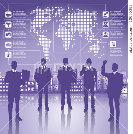 Business Concept Silhouettes With Infographics Earth Map Business Concept Silhouettes With Infographics Earth Map 10690392