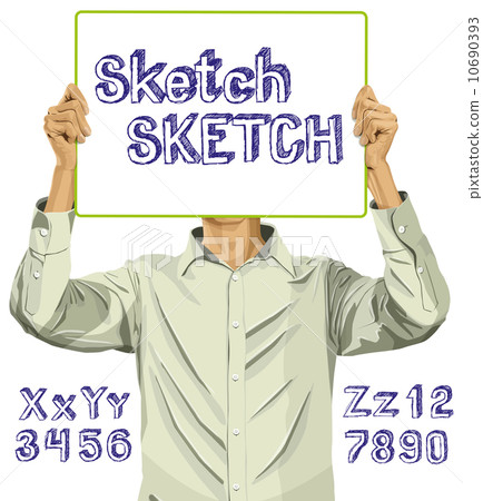 Man With Write Board And Sketch Alphabet 02---02 Man With Write Board And Sketch Alphabet 02---02 10690393