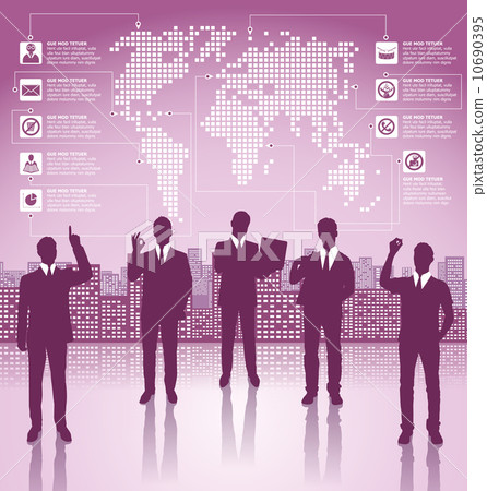 Business Concept Silhouettes With Infographics Earth Map Business Concept Silhouettes With Infographics Earth Map 10690395