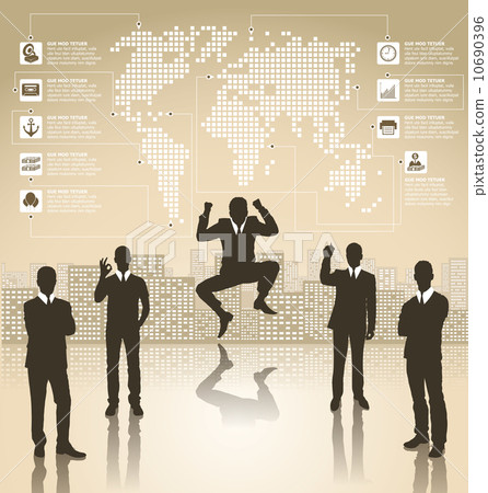 Business Concept Silhouettes With Infographics Earth Map Business Concept Silhouettes With Infographics Earth Map 10690396