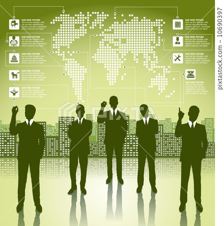Business Concept Silhouettes With Infographics Earth Map Business Concept Silhouettes With Infographics Earth Map 10690397