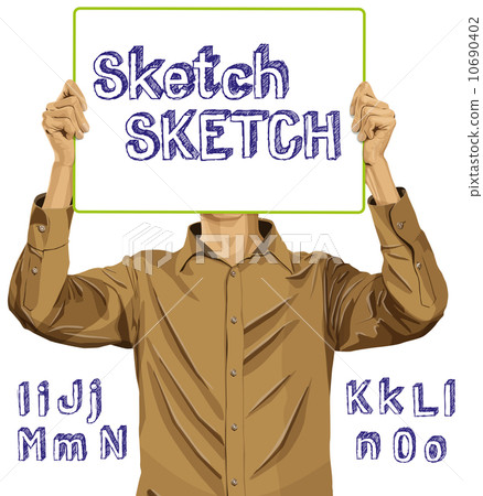 Man With Write Board And Sketch Alphabet 02 Man With Write Board And Sketch Alphabet 02 10690402