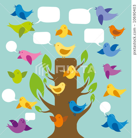 Vector Card With Birds And Tree Vector Card With Birds And Tree 10690403