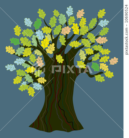 Oak tree with leaves - funny design Oak tree with leaves - funny design 10690524
