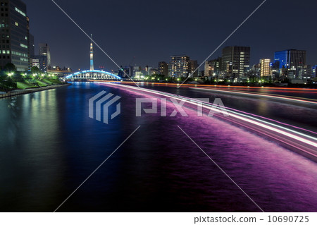 Night view of Nagai Bridge and Tokyo Sky Tree Night view of Nagai Bridge and Tokyo Sky Tree 10690725