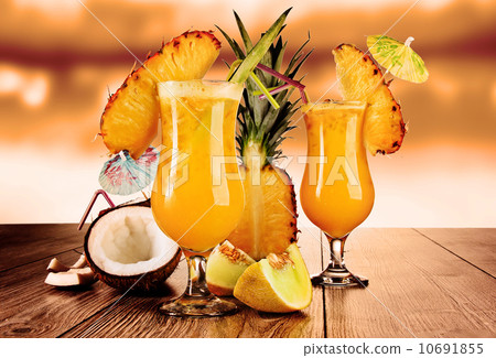 Cocktail of pineapple and melon Cocktail of pineapple and melon 10691855