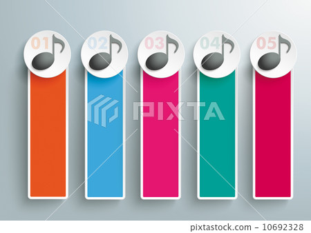 5 Colored Oblong Banners Music Notes PiAd 5 Colored Oblong Banners Music Notes PiAd 10692328