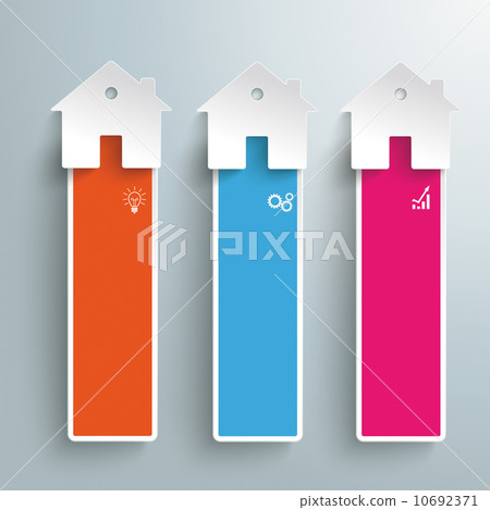 Three Colored Homes Oblong Banners PiAd Three Colored Homes Oblong Banners PiAd 10692371