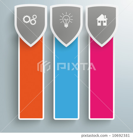 Three Colored Protection Shields Oblong Banners PiAd 10692381