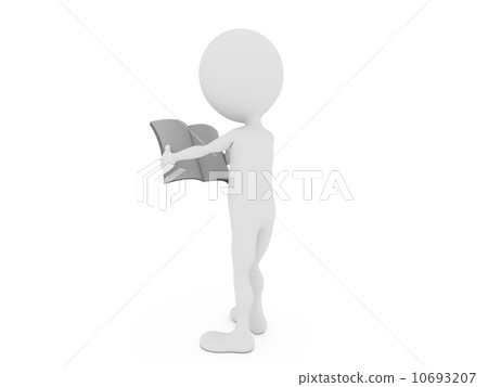 3d man with blank newspaper isolated on white 10693207