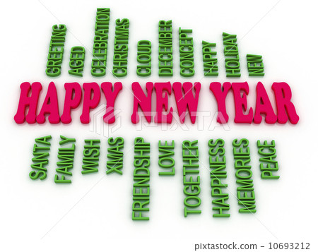 3d imagen Happy New Year in tag cloud 10693212