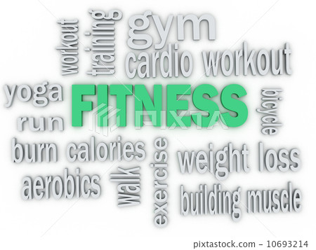 3d  Fitness and Healthy Exercise Word and Icon Cloud 10693214
