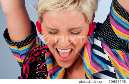 woman with headphones woman with headphones 10693398