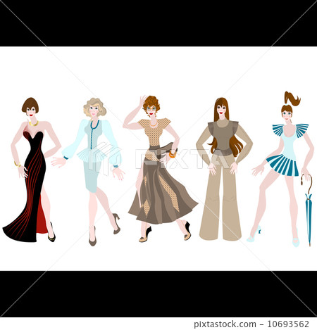 Beautiful girls in different clothing style. 10693562