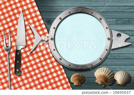 Seafood Menu with Metal Porthole Seafood Menu with Metal Porthole 10695037