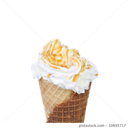 Soft serve ice cream. Topping caramel. Soft serve ice cream. Topping caramel. 10695717