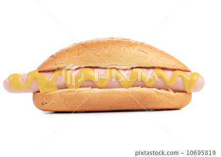 Hot dogs or Wieners with mustard 10695819