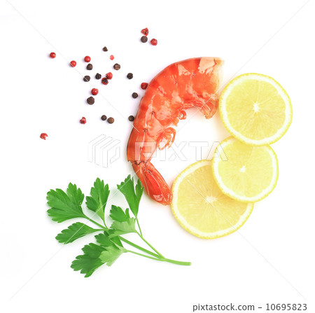 Shrimps close up on white. Shrimps close up on white. 10695823