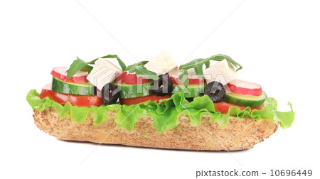 Sandwich with tomato olives and cheese. Sandwich with tomato olives and cheese. 10696449