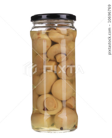 Mushrooms marinaded (champignons) in glass jar 10696769